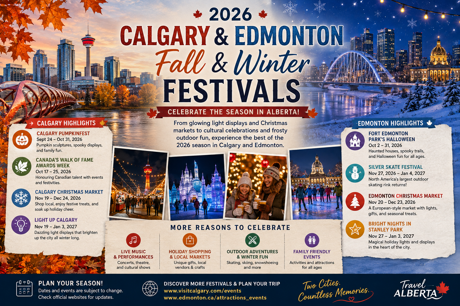 Best Calgary and Edmonton Fall & Winter Festivals 2026: September to Christmas Events