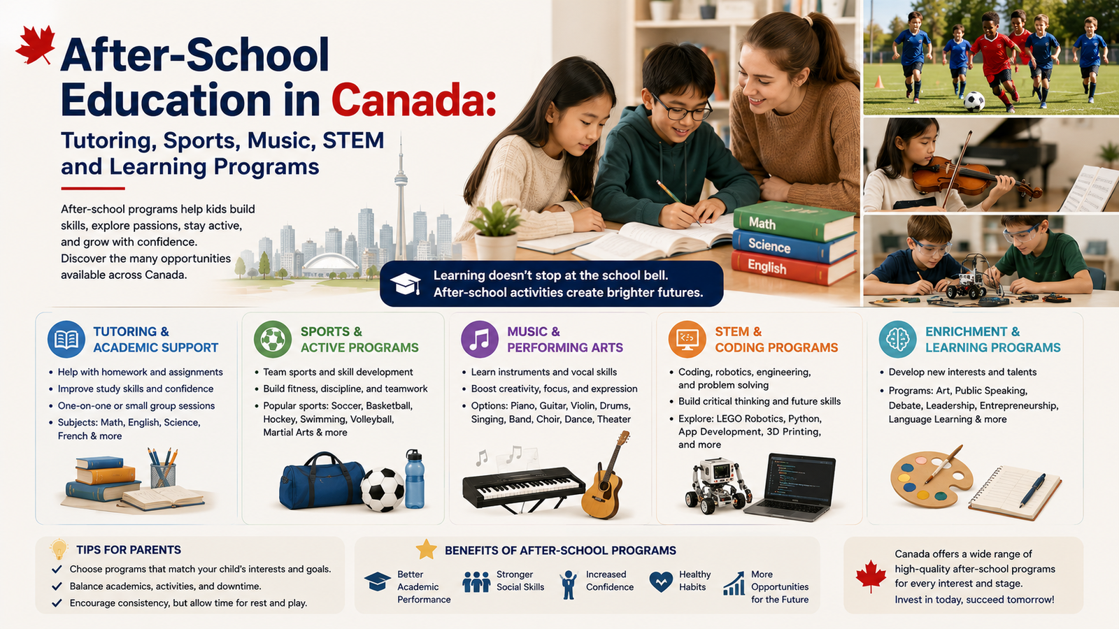 After-School Education in Canada: Tutoring, Sports, Music, STEM and Learning Programs