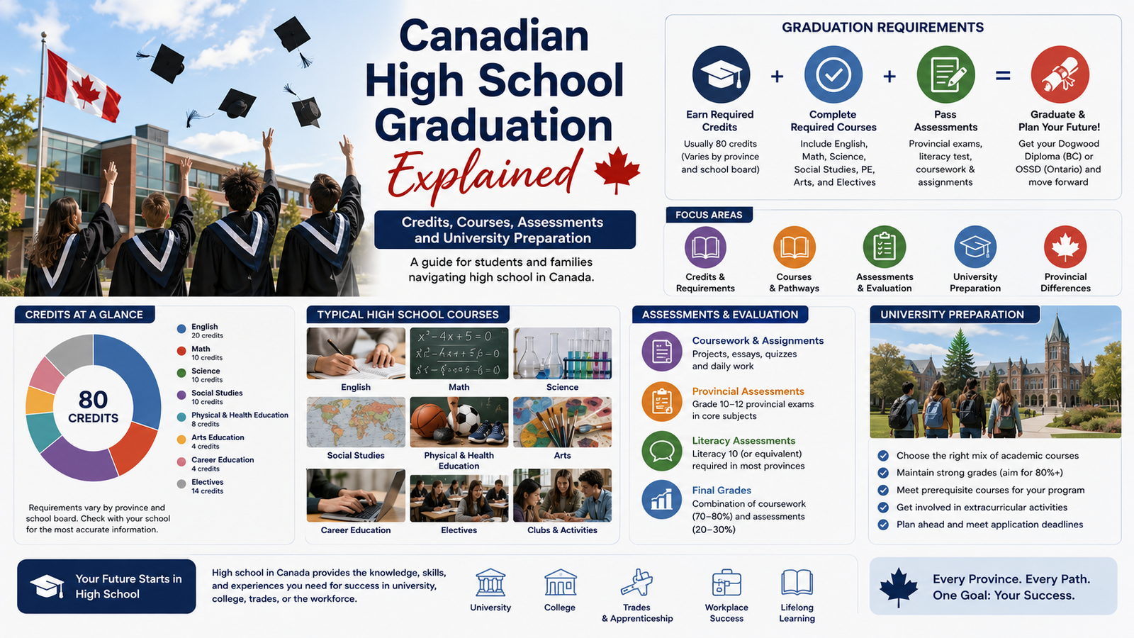 Canadian High School Graduation Explained: Credits, Courses, Assessments and University Preparation